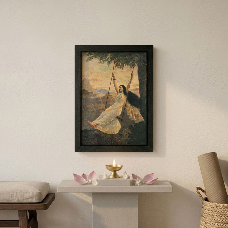 Mohini on a swing framed poster