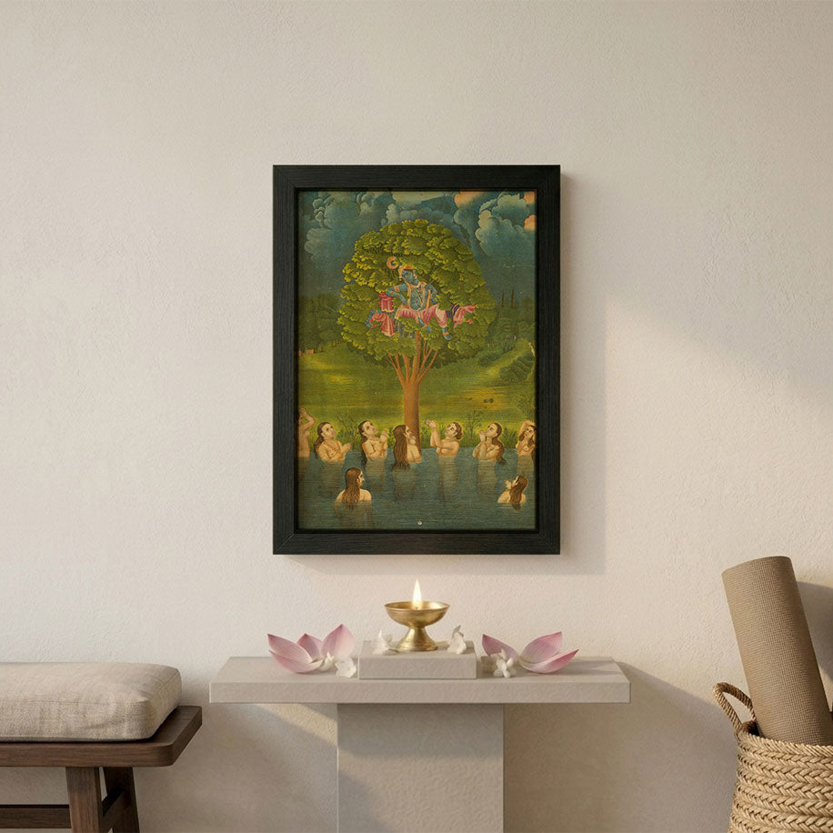 Krishna Steals the Clothes of Gopis framed poster