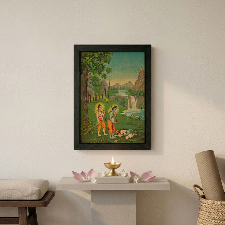 Rama, Lakshman and Hanuman framed poster