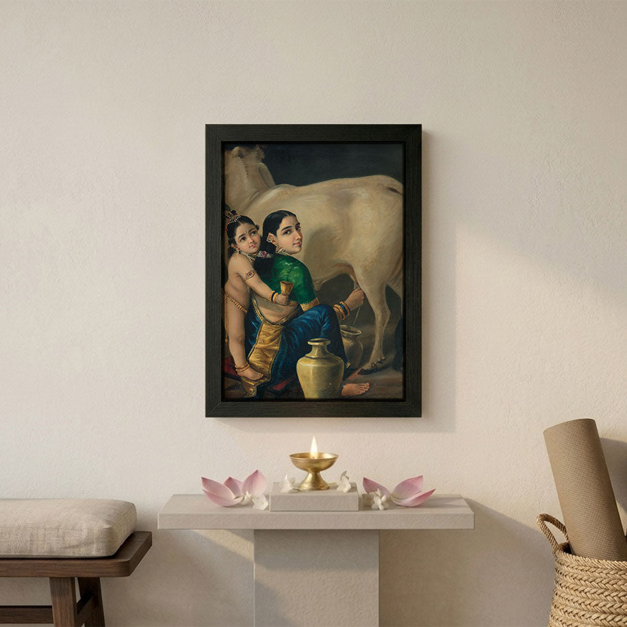 Yashoda and Krishna framed poster