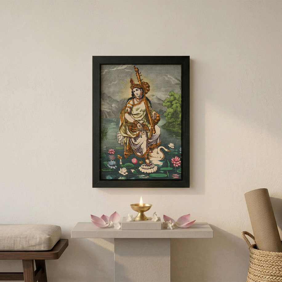 Goddess Sarasvati framed poster